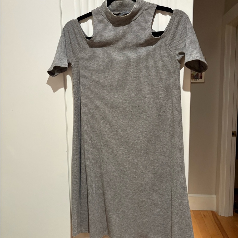Soprano Gray Cold Shoulder Mini Dress
